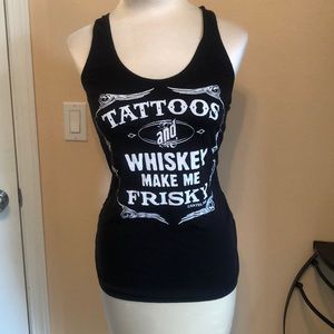 Tattoos and Whiskey black tank top